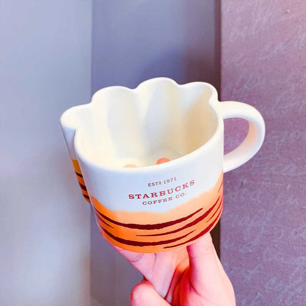 

exclusive starbucks tiger claw cup 2022 mengmeng tiger palm mark coffee cup deskwater cup valentine's day gift