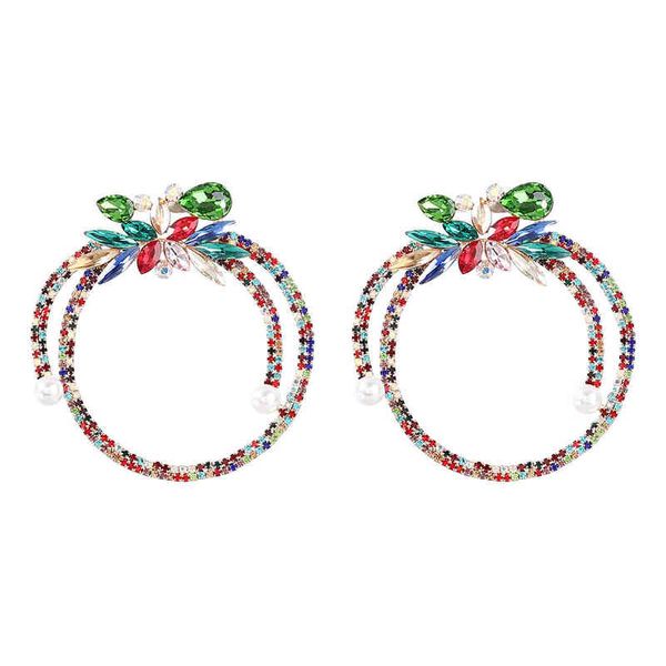 

earrings new luxury shiny rhinestone flower pendant earrings women fashion jewelry excessive party statement accessories 220808, Silver