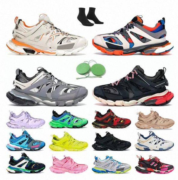 

2022 designer luxury brand men women casual shoes track 3 3.0 black pink sneakers tess.s. gomma leather trainer nylon printed platform train