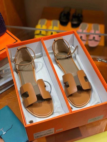 

5a ladies handmade calfskin classic sandals beach going out spring and summer hollow fashion unique women sandals, Black