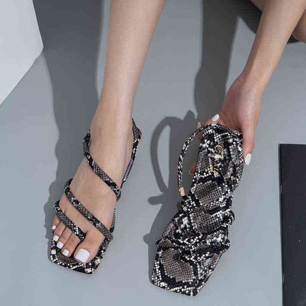 

slippers cfxxy147 female shoes personalized snake skin flat sandals women s fash, Black