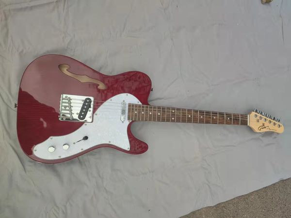 

electric guitar f-hole 6-string wine red body silver accessories level guitar support to customize all guitars and ord