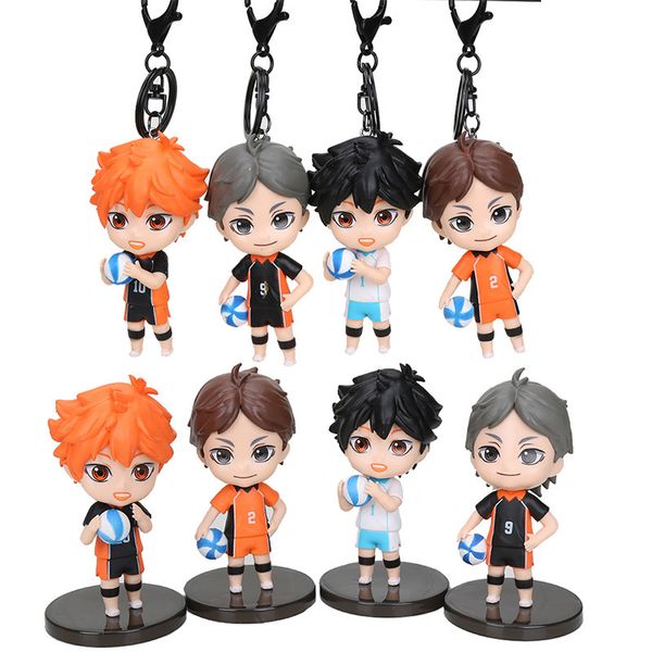 

4pcs/set anime haikyuu hinata shoyo kageyama tobio oikawa tooru kozume kenma cute action figure toys pvc pendant dolls 220602
