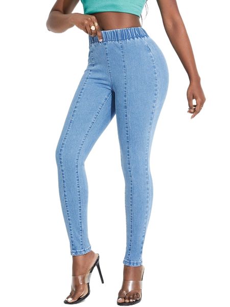 

sxy high waist skinny jeans r7pn#, Blue