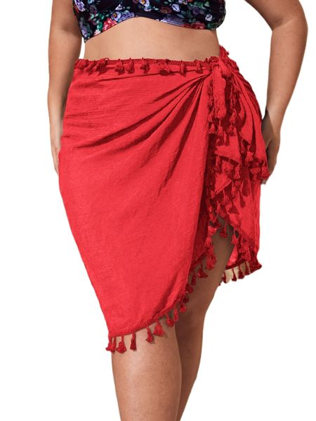 

plus plain tassel cover up j5oz#, Black