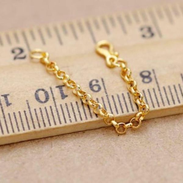 Catene Vera catena in oro giallo 999 puro 24 carati Lucky Larghezza 2 mm Prolunga collegamento cavo Rolo per collana braccialetto 2 cm-9 cm Catene