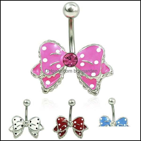 

navel bell button rings body jewelry fashion belly stainless steel barbell enamel butterfly for wom dhqyb, Silver