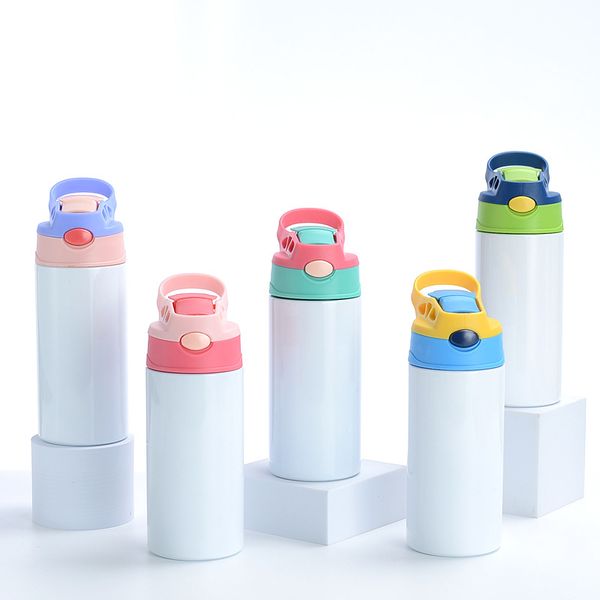 Bicchieri per bambini Sippy Cup dritti da 12 once Bicchieri per sublimazione Bicchieri per acqua in acciaio inossidabile 304 per la casa