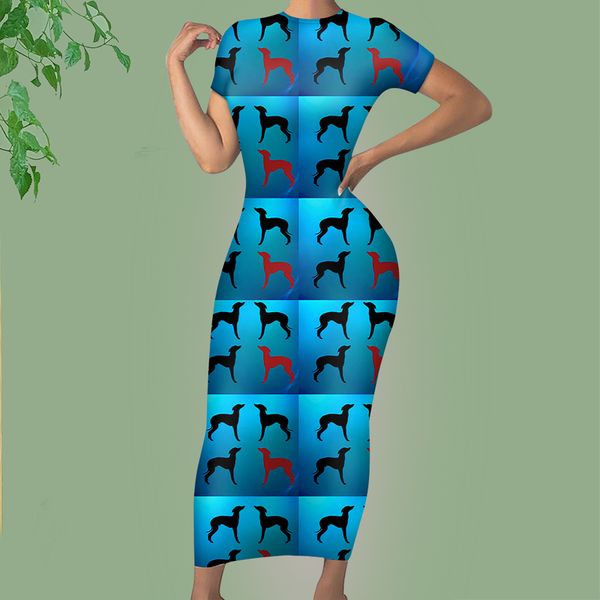 

noisydesigns women bodycon dress summer greyhound dog prints lady streetwear clubwear female outfit vestidos de verano 220627, Black;gray