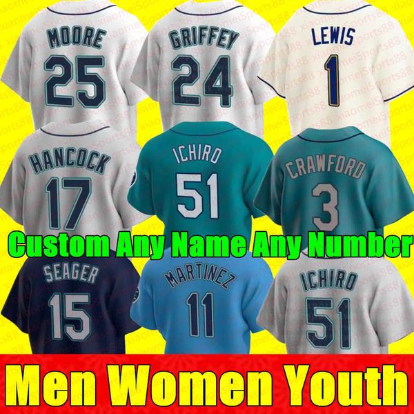 

Men Women Youth Ken Griffey Jr. Seattle Baseball Jerseys 17 MITCH HANIGER SEATTLE KYLE SEAGER 23 TY FRANCE LUIS TORRENS JARRED KELENIC