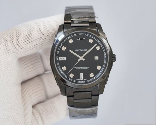 ADITA Top Oyster, hochwertige klassische Damen- und Herrenuhr, Präzisionsuhr, langlebiges Rindsleder, Edelstahl-Schiebeverschluss, Damen-Quarz-Tauchuhr aus Keramik, RX00104