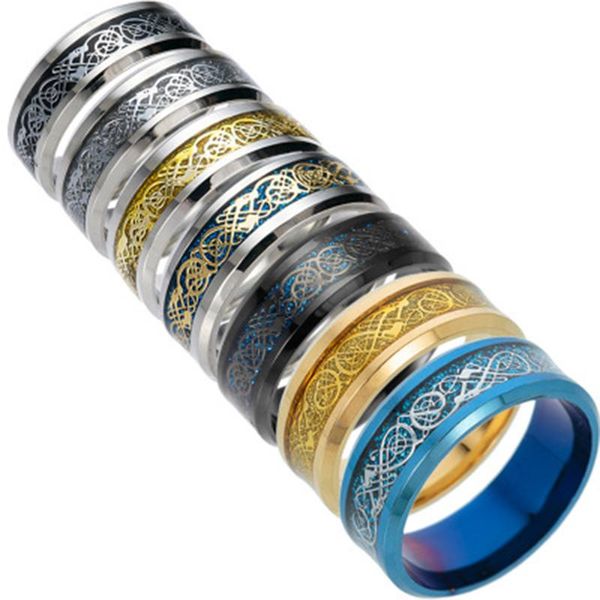 

stainless steel silver gold dragon design finger ring chinese dragon ring band rings for women men lovers wedding ring