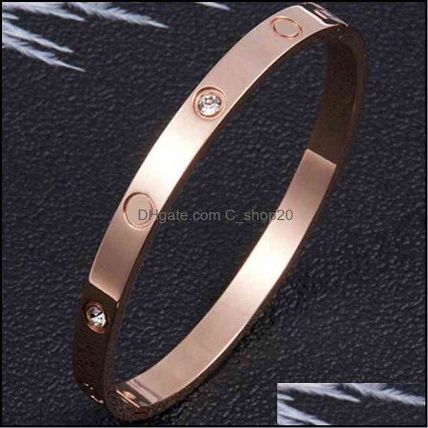 Armreif Armbänder Schmuck Luxus Armband Frauen Edelstahl Gold kann geöffnet werden Paar einfache Geschenke für Frau Accesso DHFQ2