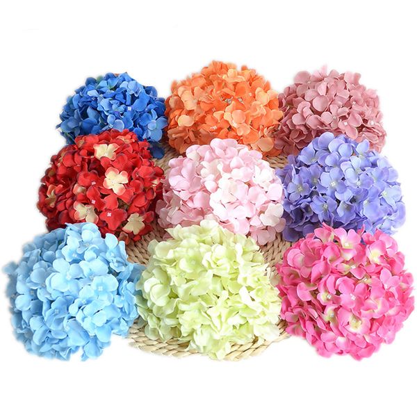 Uma flor de hidrangea de seda 20 cm Big Hydrangea Artificial Macrophylla Head 16 Cores para Decoração Floral de Bouquet Bridal