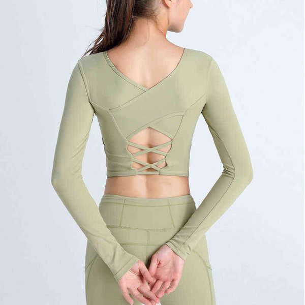 

nylon nude new cross back yoga hollow out yoga clothes women's belt cushion, Gray