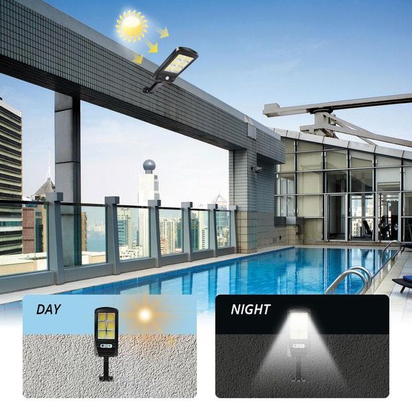 Cob solar holofotes Luzes de controle remoto PIR Sensor de movimento Led L￢mpada solar L￢mpada de rua ao ar livre ￠ prova d'￡gua