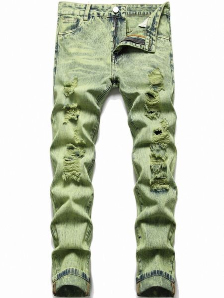 

men ripped slant pocket jeans r48x#, Blue