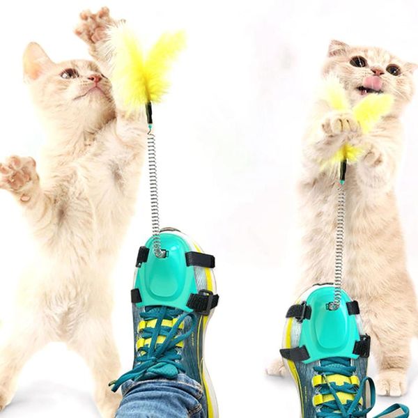 Cat Toys 1pcs Creative Spring Toy Toy Toy Interactive Fun Control Wand Pet Supplies Happing Kitten