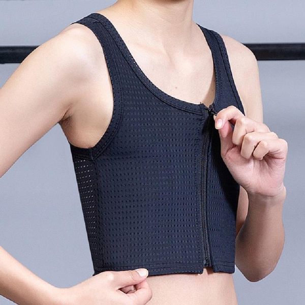 

breast binder transexual vest tomboy shaper lesbian flattern chest binders breathable les corset shirt bustier shapewear, Black;white