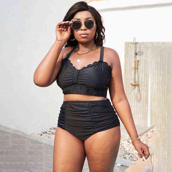 

designer women's swimsuit bikini women's high waist belly covered large size swimsuit spring bathing suit 410759, White;black