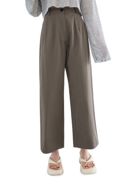 

dazy high waist plicated detail wide leg pants 83pu#, Black;white