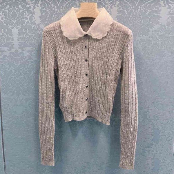 

new hollow out fried dough twist long sleeved air conditioning shirt baby neck ice silk beaded slim fitting short cardigan women, Black