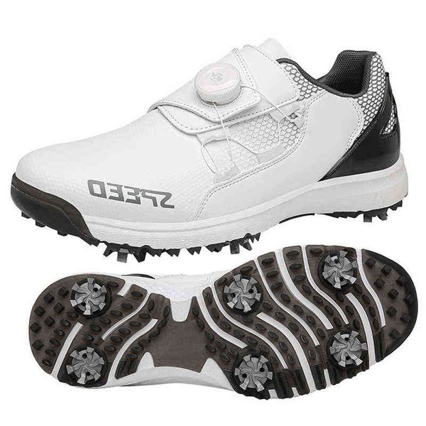 

golf shoes 2022 professional men outdoor waterproof anti-slip breathable quick lacing plus size 36-47 220411