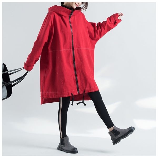 

wy high quitly trench coat for women plus size women's long windbreaker spring autumn female loose red color hooded coat women lj200903, Tan;black