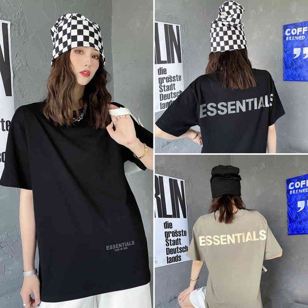 

s 2022 summer fog couple back casual printed cotton half sleeve short t-shirt womeneuropean american fashion all-match t-shirts for men and, White