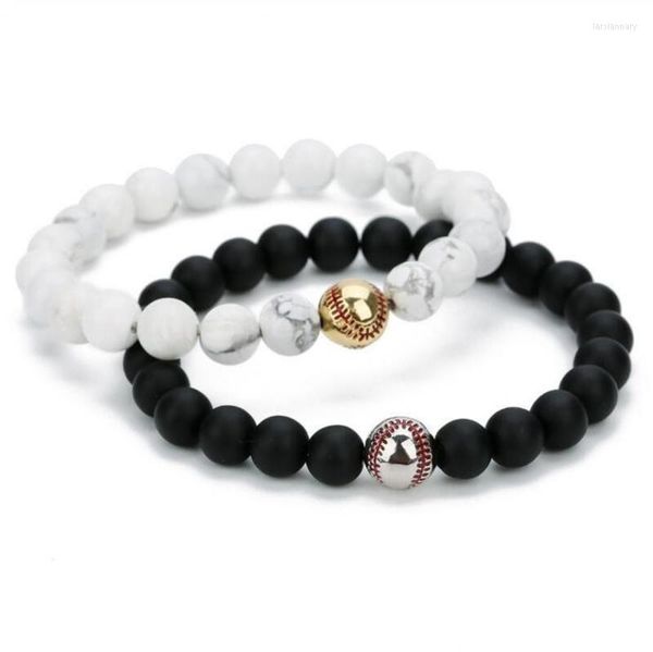 Perlenstränge Mode natürliche Vulkansteinarmband für Männer und Frauen Baseballpaar Schmuck Geschenk Lars22