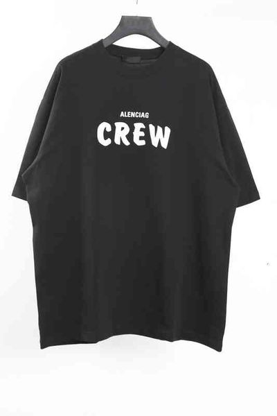 

men's t-shirts high version crew letter printing short sleeve paris classic loose cotton t-shirt men's and women's fashion br, White;black