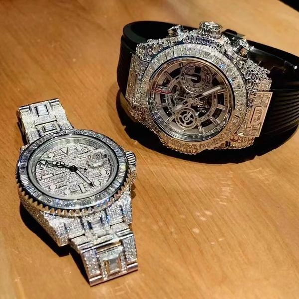 

luxury mens watches moissanite mosang stone diamond watch movement watches for men montre de luxe wristwatch mechanical automatic 904l 324 4, Slivery;brown