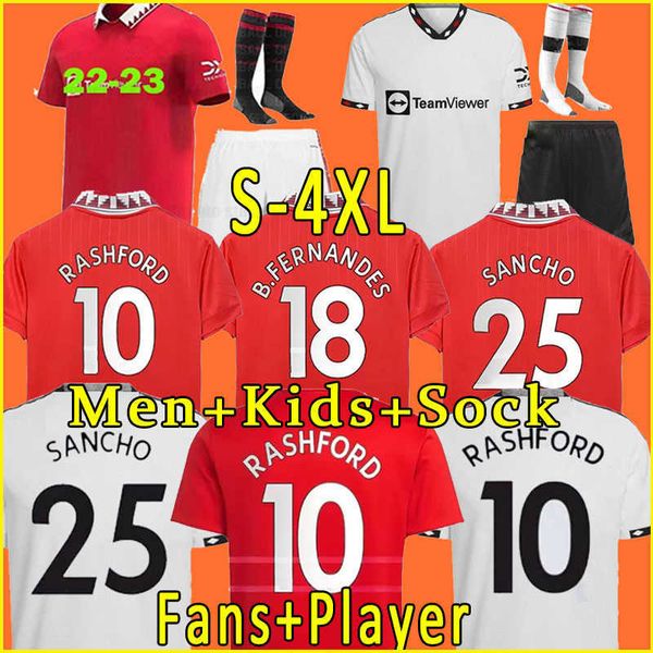 

3xl 4xl 21 22 23 soccer jerseys rashford b.fernandes sancho football shirts player version kids kit r.varane maguire cavani 2023, Black;yellow