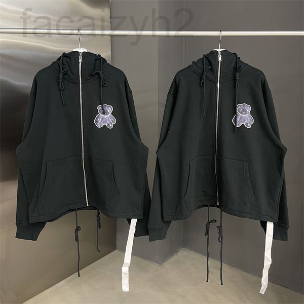 

women's hoodies & sweatshirts designer correct version w reflective bear zipper coat sweater fashion couple hoodie ns15, Black