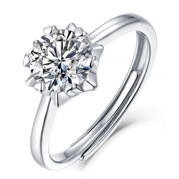 

18k white gold plated ring for women 1 ct 2 ct 3ct test past d moissanite diamond solitaire ring wedding band engagement bridal, Slivery;golden