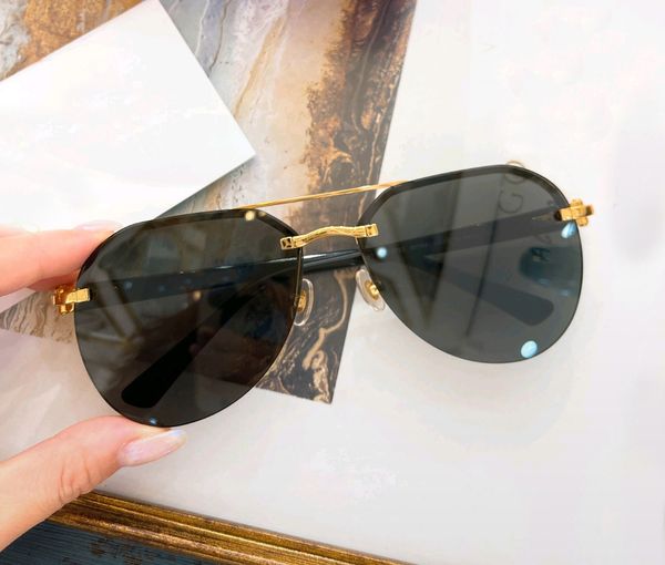 

rimless pilot sunglasses for men classic sun glasses shades gold dark grey lens gafas de sol sonnenbrille uv protection eyewear with box, White;black