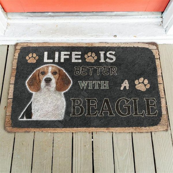 Carpets Life Is Better With Beagle, individuelle Fußmatte, 3D-gedruckt, rutschfest, für Tür und Boden, Dekor, Veranda