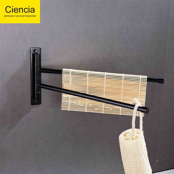 

paper towel holders 304 stainless steel non perforated towel rod movable rotary folding multi black bathroom pendant o5n5