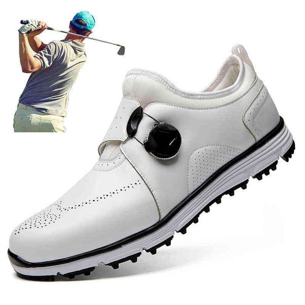 

genuine leather golf shoes men waterproof lightweight sneakers outdoor anti slip rubber spikes walking sport ing 220408