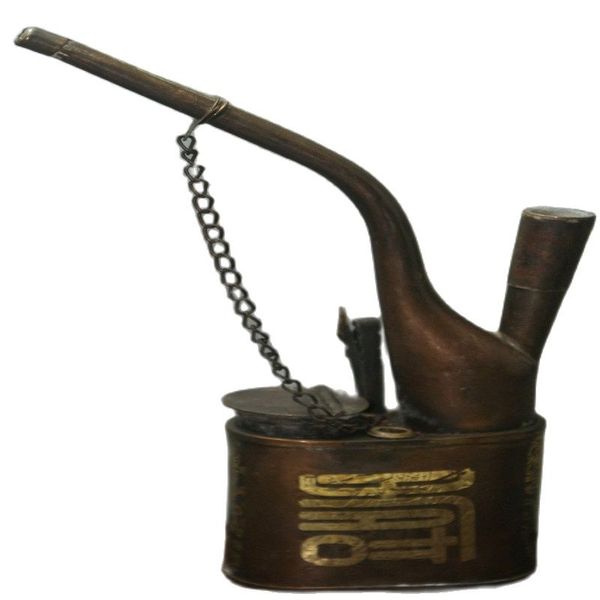 

collectibles china old decorated pure handwork copper hookah pipe 7inch high collectible copper, Black