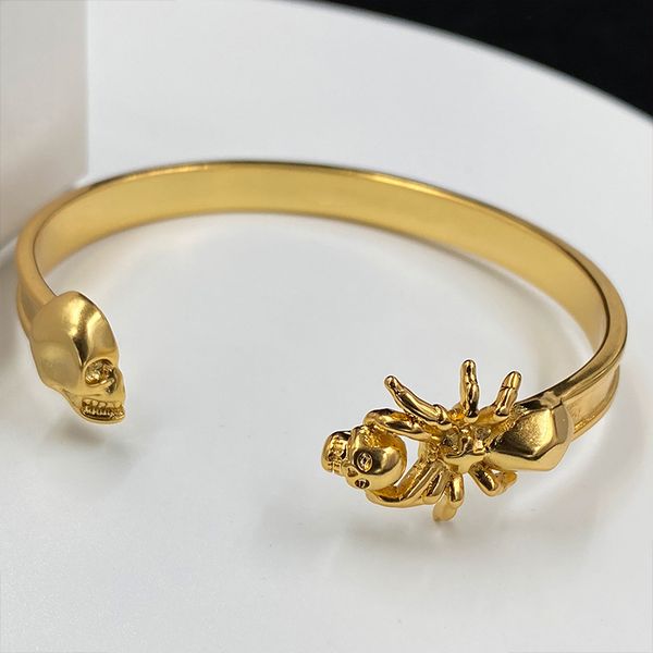 

new designed crown skull spider women's open bracelet vintage brass 18k gold plated luxury ladies bangle amq-11, Golden;silver