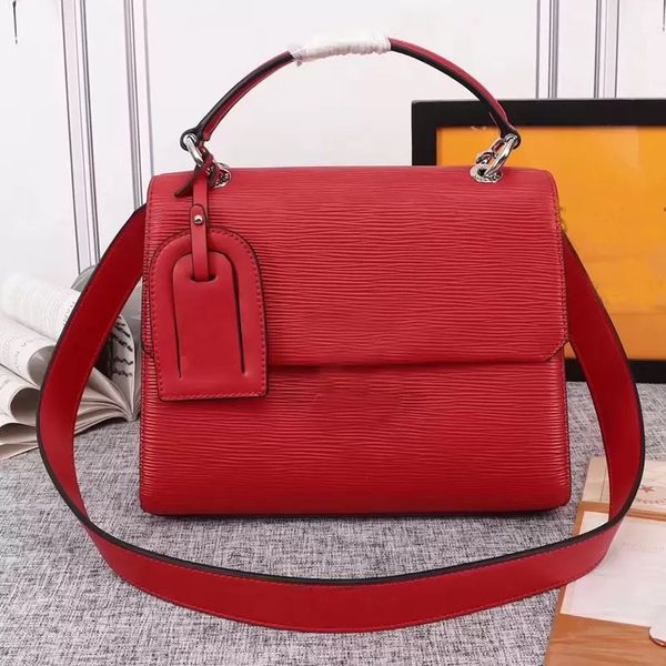 

elegant tote bag women handbag purse crossbody bags wave pattern real leather magnetic flap closure classic adjustable shoulder strap handle, Black;red