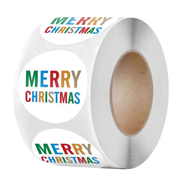 

500pcs roll 1.5inch christmas adhesive stickers baking bags package box decor label festive party supplies