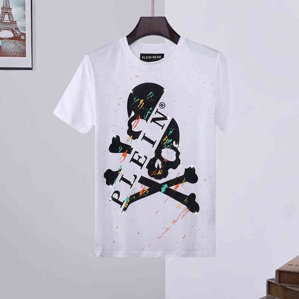 

plein bear t shirt mens2022 designer tshirts rhinestone skull men t-shirts classical hip hop streetwear tshirt casual tees pb, White;black