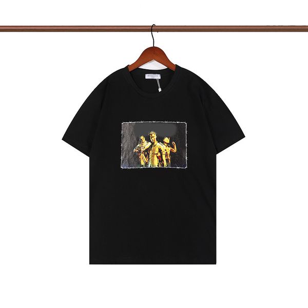 

men's t-shirt designer high-quality women's paris letter printing button short sleeve crew neck gilded letter a5, White;black