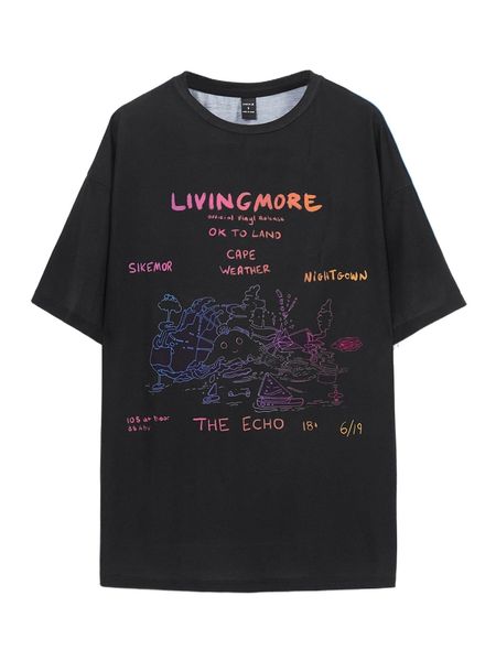 

x travis adenau letter & cartoon graphic drop shoulder tee s5ft#, White