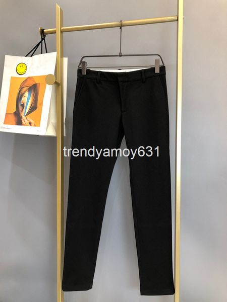 

men's pants ss back pocket metal triangle men's casual trousers high end, Black