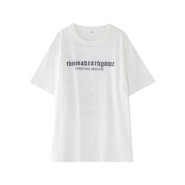 

t shirt new men women casual summer letter print fashion dropped shoulder sleeve half sleeves cotton tees size m-xl, White;black