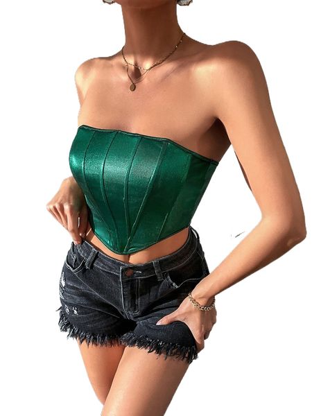 

hanky hem .etallic tube t.op u2c9#, White