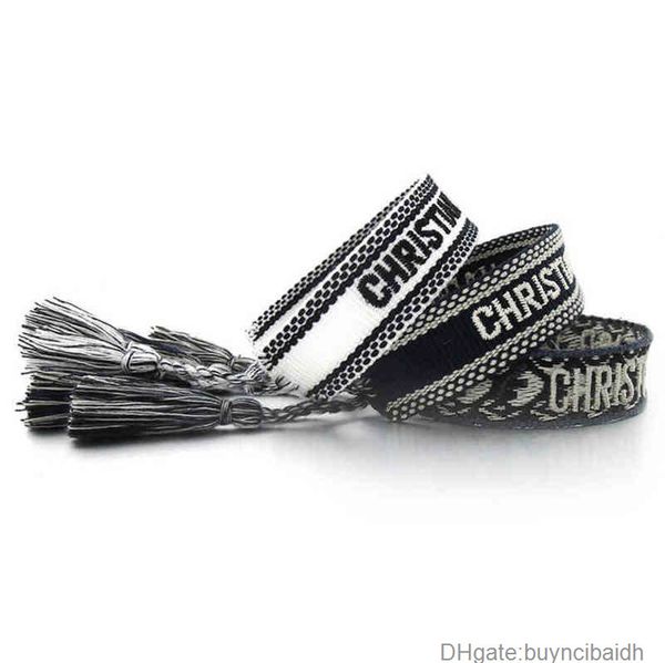 

brand luxury fashion embroidery bracelets classic women men bangles friendship charm bracelet woven adjustable tassel vintage couple braided, Golden;silver